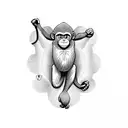 monkey parachuting  tattoo design idea