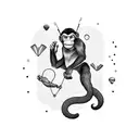 monkey parachuting  tattoo design idea