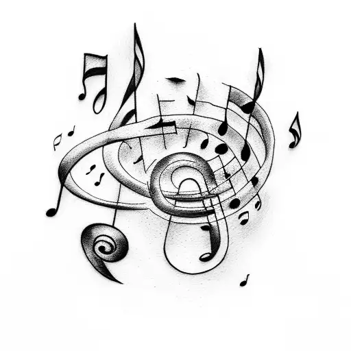 Percussion Clef with music stanzas around it tattoo design idea