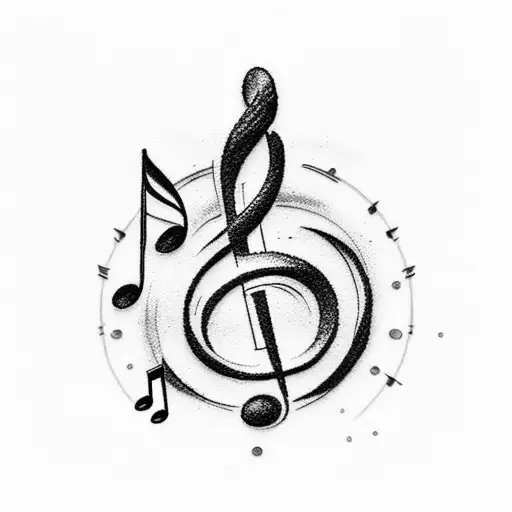 Treble Clef and Bass Clef with music stanzas around it tattoo design idea