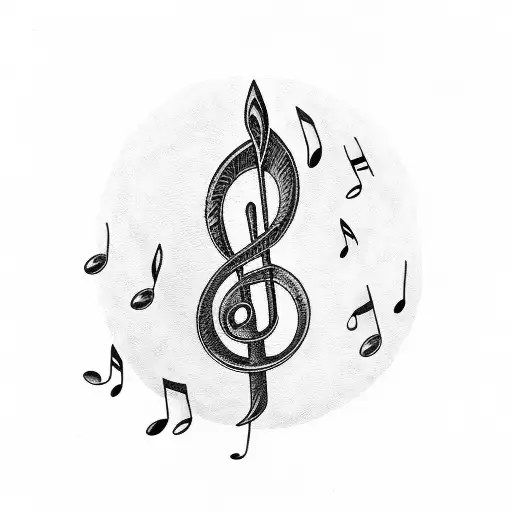 Treble Clef with Bass Clef with music stanzas around it tattoo design idea