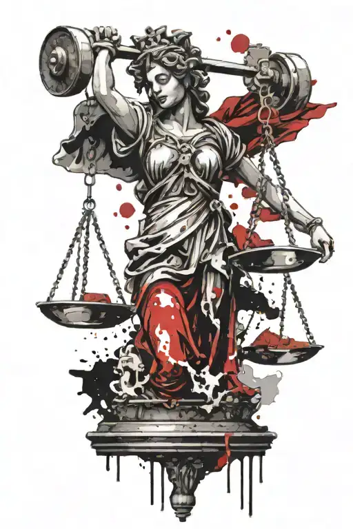 lady justice holding scale balanced tattoo design idea