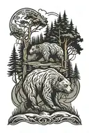 bear forest trees norse  tattoo design idea