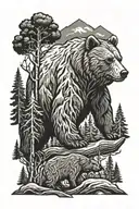 bear forest trees norse  tattoo design idea