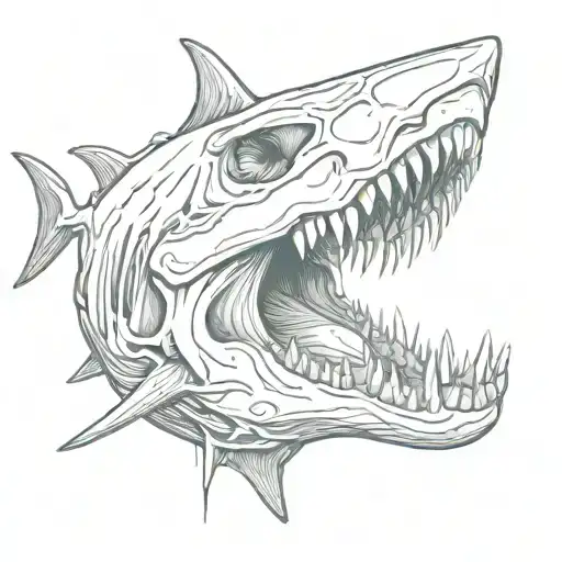 shark jaw skull tattoo design idea