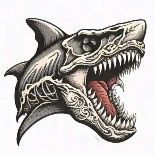 shark jaw skull tattoo design idea
