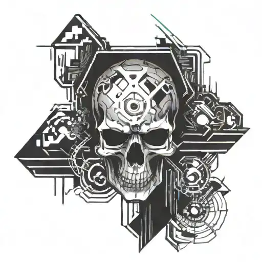 cyberpunk skull tattoo design idea