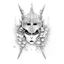 warrior in garden tattoo design idea