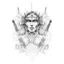 warrior in garden tattoo design idea