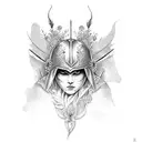 warrior in garden tattoo design idea