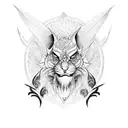 warrior in garden tattoo design idea