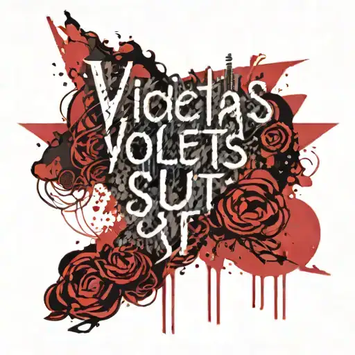Text art with the words "Violetta's Slut" in gothic style tattoo design idea