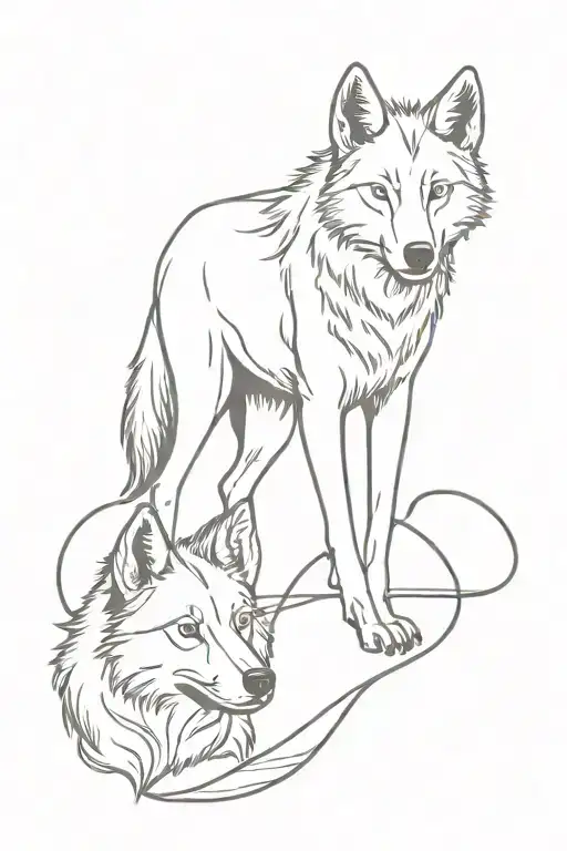 wolf pup, princess and flea tattoo design idea