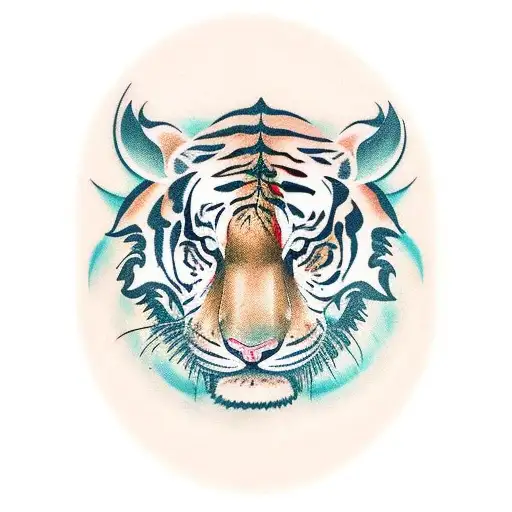 thai syle tiger tattoo design idea