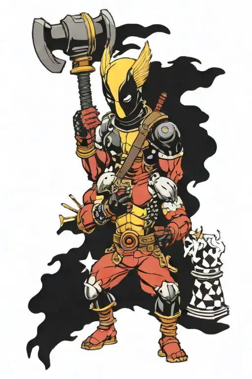 Deadpool, Wolverine, avatar the last airbender, gojo from jujutsu kaisen, chess pieces, thors hammer tattoo design idea