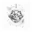 astronaut cat tattoo design idea