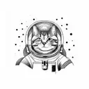 astronaut cat tattoo design idea