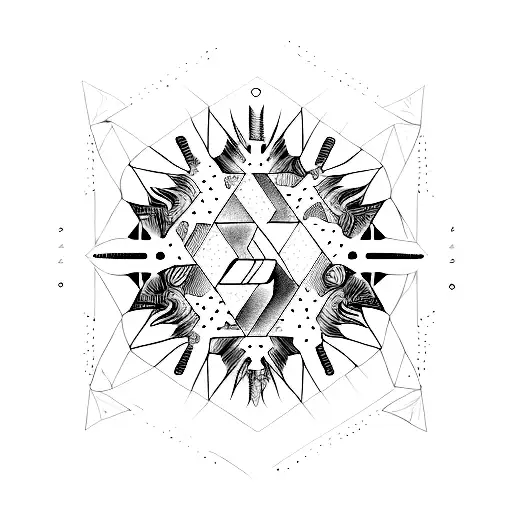 A tattoo of a BTS album cover in a dotwork style tattoo design idea