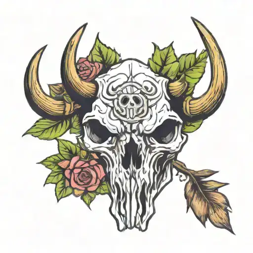anarchie weed bison skull  tattoo design idea