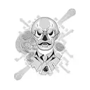 Incorporate a silhouette of a hustler in action surrounded by money bags and cartel symbols in a blackwork design tattoo design idea