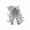 Incorporate a silhouette of a hustler in action surrounded by money bags and cartel symbols in a blackwork design tattoo design idea