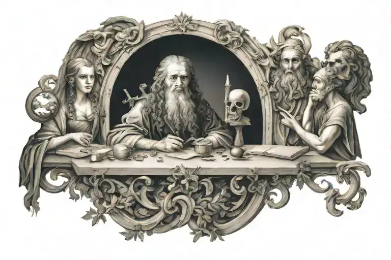 leonardo da vinci Renaissance tattoo design idea