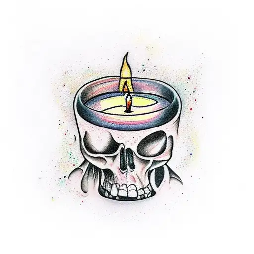 witchy candle tattoo design idea