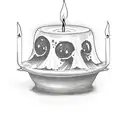 witchy candle tattoo design idea