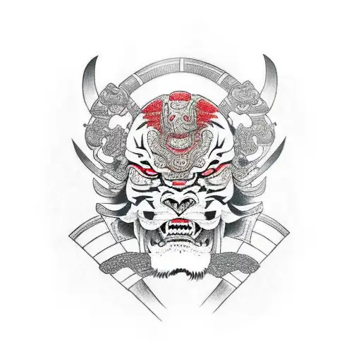  Samurai Warrior  Tiger Skull  tattoo design idea