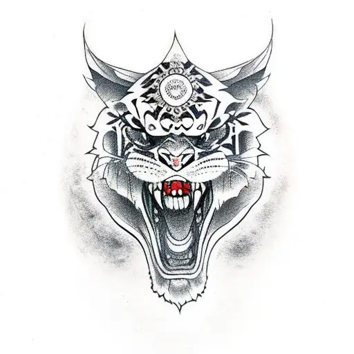  Warrior  Tiger Skull  tattoo design idea