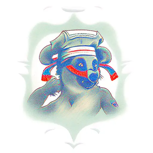 kola man dressed as karate kid with the same swards as Miyamoto Musashi no color had to be a koala tattoo design idea