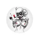 sexy black full body pin up voodoo theme and voodoo themed background tattoo design idea