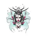 sexy black full body pin up voodoo theme and voodoo themed background tattoo design idea