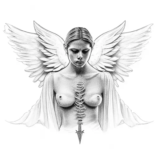 small angel wings with Romans 12:19 below and Formidable on the outside of a worst tattoo design idea