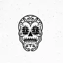 Half, minimal, sugar skull tattoo design idea