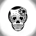 Half, minimal, sugar skull tattoo design idea