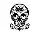 Half, minimal, sugar skull tattoo design idea