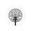 tree of life silhouette  with geometric patterns around it and in the background and some minimal fine line work  tattoo design idea