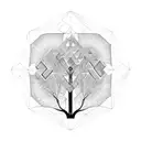 tree of life with geometric patterns and some fine line tattoo design idea