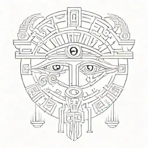 Hieroglyphs and eyes tattoo design idea