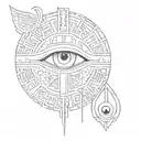 Hieroglyphs and eyes tattoo design idea