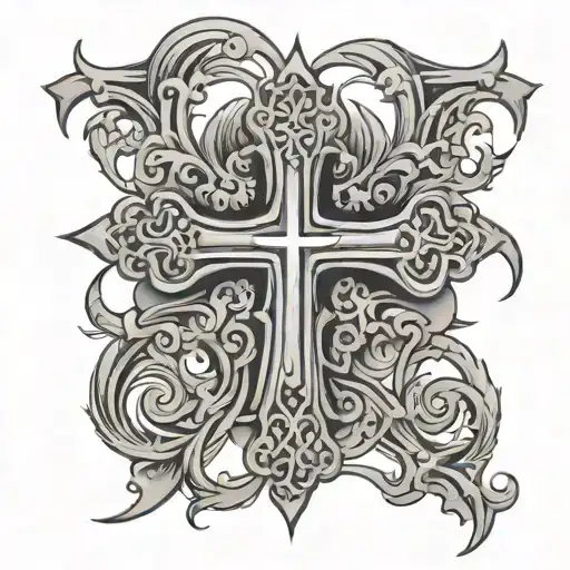 Cross outline tattoo shadow background black tattoo design idea