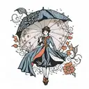 mary poppins umbrella tattoo design idea