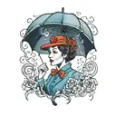 mary poppins umbrella tattoo design idea
