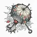 mary poppins umbrella tattoo design idea