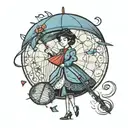 mary poppins umbrella tattoo design idea
