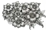 jamaica map with jelly fish and hibicus flowers growing tattoo design idea