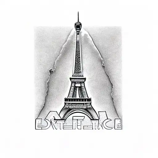 Eiffel tower with letter A tattoo design idea
