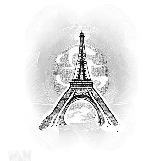 Eiffel tower with letter A tattoo design idea