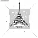Eiffel tower with letter K tattoo design idea